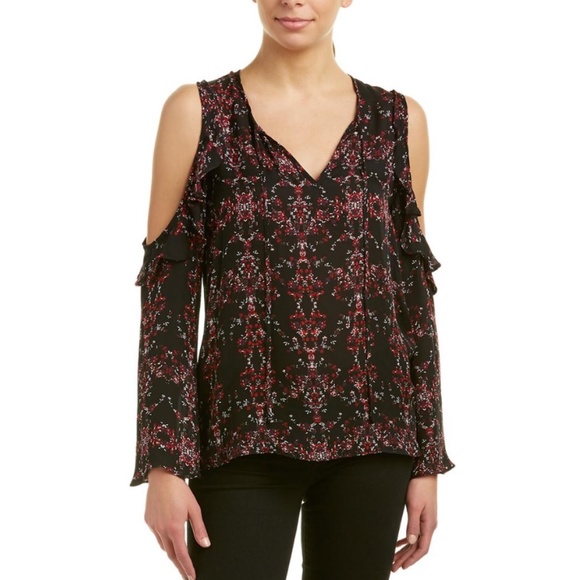 Parker Tops - Parker Bella Ruffle Printed Silk Blouse XS $220